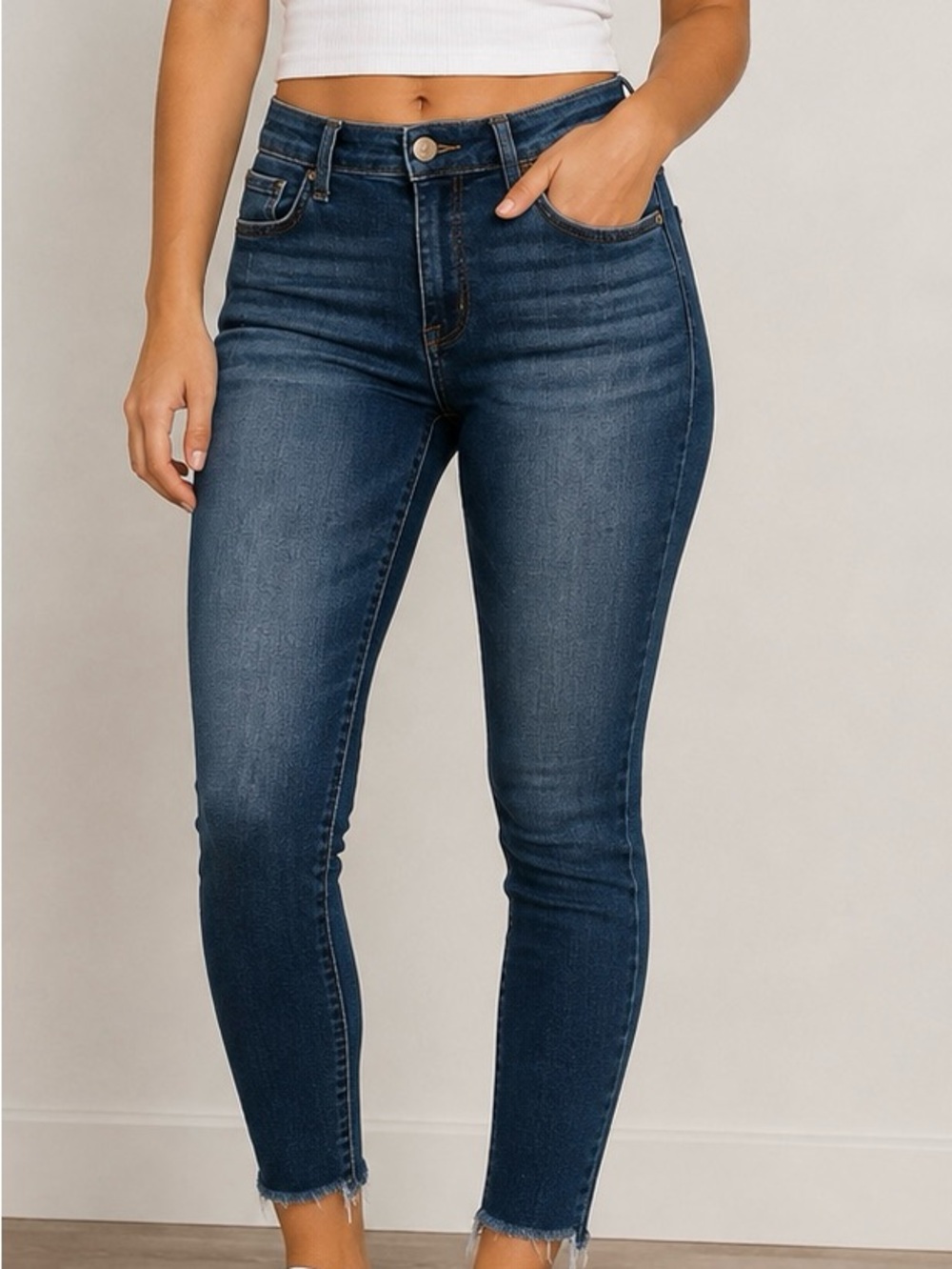 William Rast Jeans Size 28 Dark Wash Sculpted High Rise Raw Hem Skinny Jeans